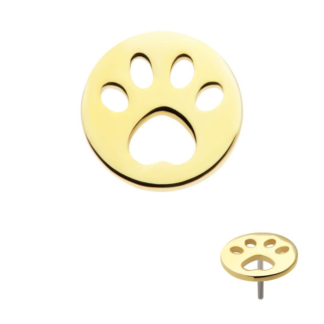 Invictus 14Kt Yellow Gold Threadless Cut Out Paw Top