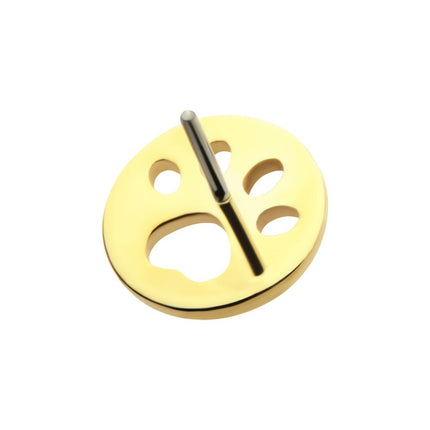 Invictus 14Kt Yellow Gold Threadless Cut Out Paw Top