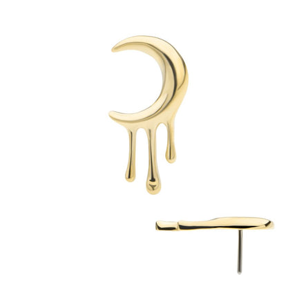 Invictus 14Kt Yellow Gold Threadless Dripping Crescent Moon Top
