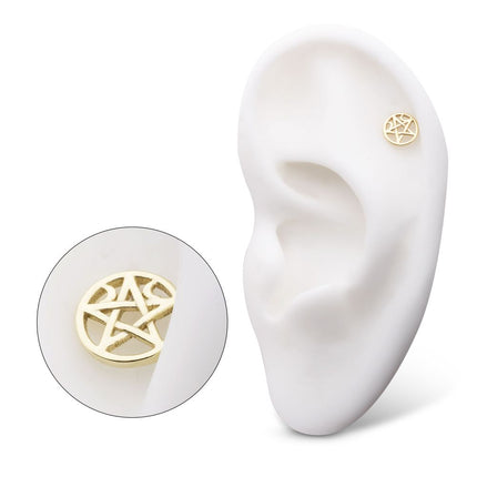 Invictus 14Kt Yellow Gold Threadless Crescent Moon Pentacle Top