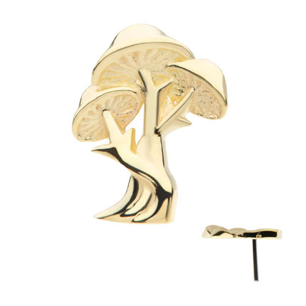 Invictus 14Kt Yellow Gold Threadless Triple Mushroom Top