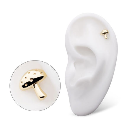 Invictus 14Kt Yellow Gold Threadless Dotted Mushroom Top