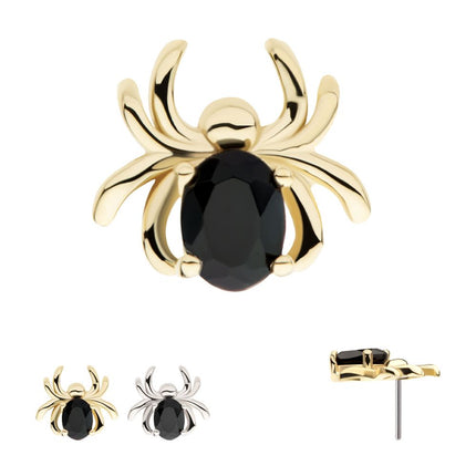 Invictus 14Kt Gold Threadless Spider Top with Prong Set Oval Gem
