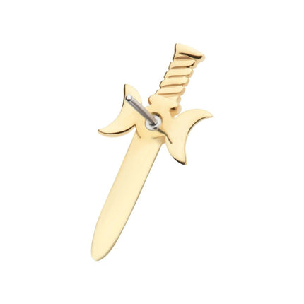 Invictus 14Kt Yellow Gold Threadless Triple Moon Phase with Bezel Set Round CZ/Opal Dagger Top