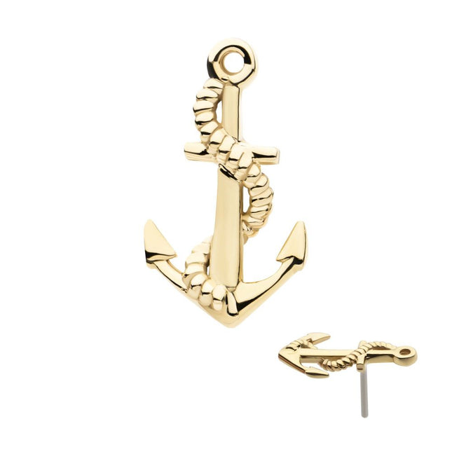 Invictus 14Kt Yellow Gold Threadless Anchor Top