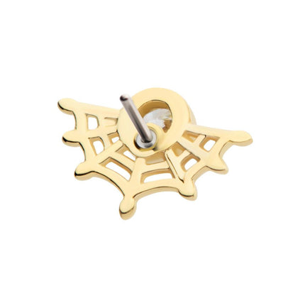 Invictus 14Kt Yellow Gold Threadless Bezel Set Round CZ Spiderweb Top