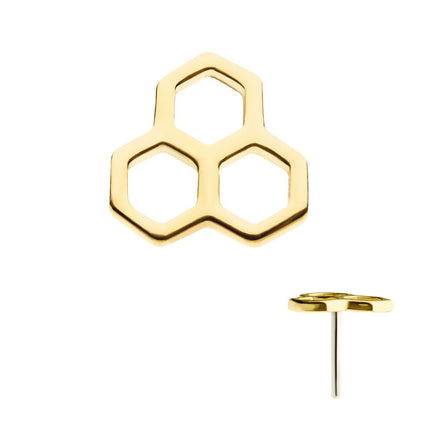 Invictus 14kt Yellow Gold Threadless with Cut Out Honeycomb Top