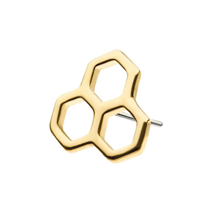 Invictus 14kt Yellow Gold Threadless with Cut Out Honeycomb Top