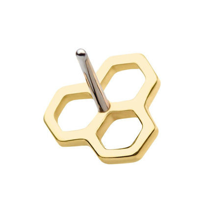 Invictus 14kt Yellow Gold Threadless with Cut Out Honeycomb Top