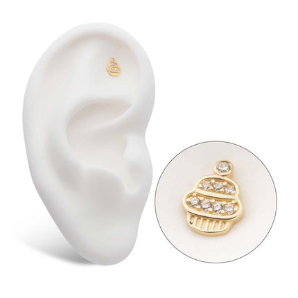 Invictus 14Kt Yellow Gold Threadless with CZ Cupcake Top