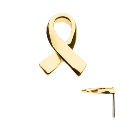 Invictus 14kt Yellow Gold Threadless with Awareness Ribbon Symbol Top