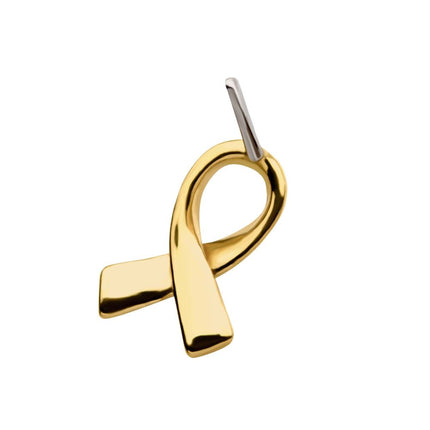 Invictus 14kt Yellow Gold Threadless with Awareness Ribbon Symbol Top