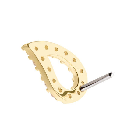 Invictus 14kt Yellow Gold Threadless with Prong Set CZ Cut Out Teardrop Top