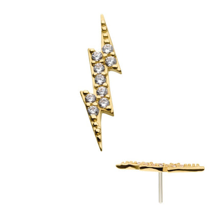 Invictus 14kt Yellow Gold Threadless with Prong Set CZ Lightning Bolt Top