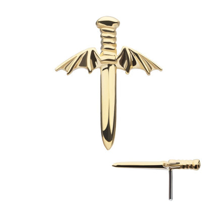 Invictus 14Kt Yellow Gold Threadless Bat Wing Dagger Top