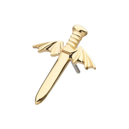 Invictus 14Kt Yellow Gold Threadless Bat Wing Dagger Top