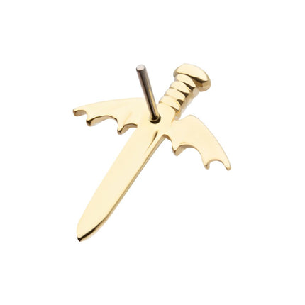 Invictus 14Kt Yellow Gold Threadless Bat Wing Dagger Top