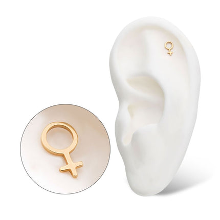 Invictus 14kt Yellow Gold Threadless with Female Gender Symbol Top