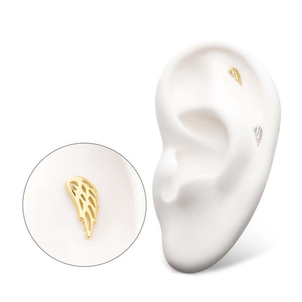 Invictus 14Kt Gold Threadless Angel Wing Top (Left Ear)
