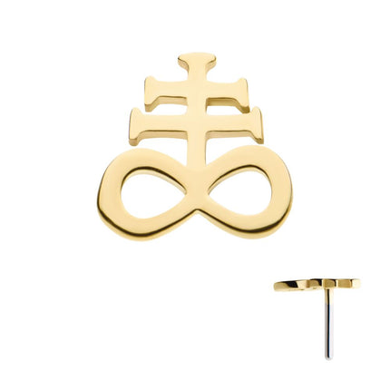 Invictus 14Kt Gold Threadless with Leviathan Cross Top