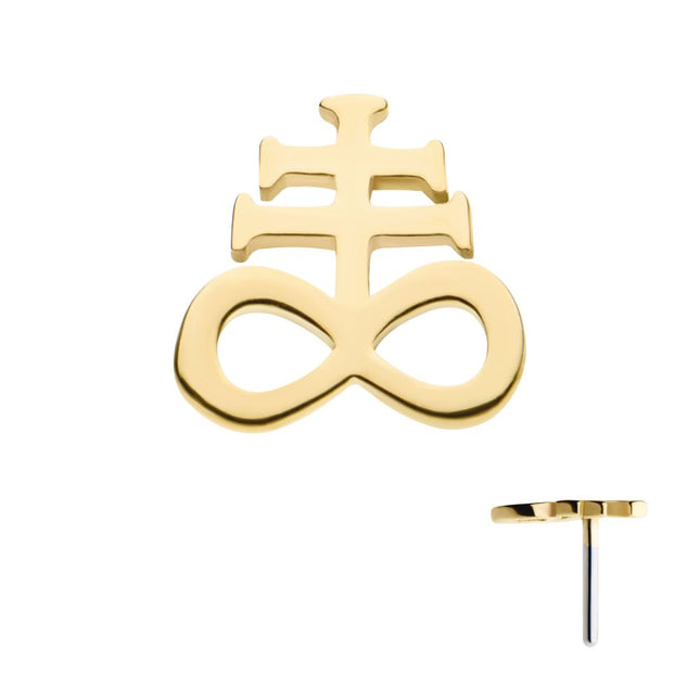 Invictus 14Kt Gold Threadless with Leviathan Cross Top