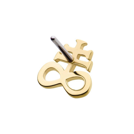 Invictus 14Kt Gold Threadless with Leviathan Cross Top