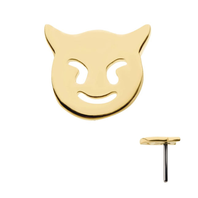 Invictus 14Kt Gold Threadless with Cut Out Devil Emoji Top