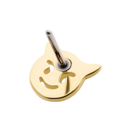 Invictus 14Kt Gold Threadless with Cut Out Devil Emoji Top