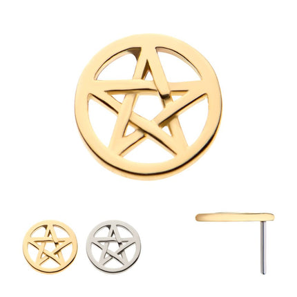 Invictus 14Kt Gold Threadless with Pentagram Top