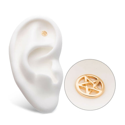 Invictus 14Kt Gold Threadless with Pentagram Top