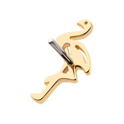 Invictus 14Kt Yellow Gold Threadless with Flamingo Top