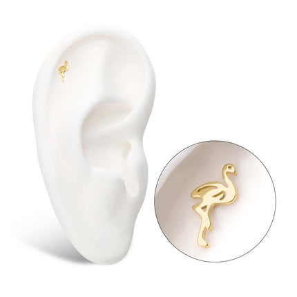 Invictus 14Kt Yellow Gold Threadless with Flamingo Top