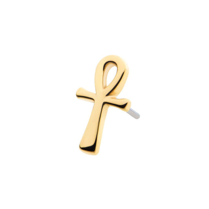 Invictus 14Kt Gold Threadless with Ankh Egyptian Cross Top