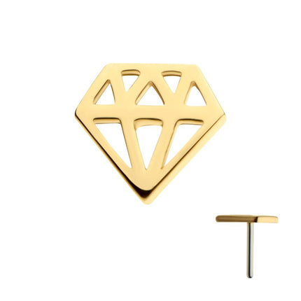 Invictus 14Kt Gold Threadless with Diamond Symbol Top