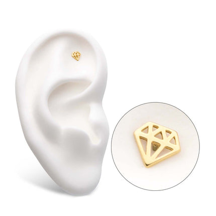 Invictus 14Kt Gold Threadless with Diamond Symbol Top