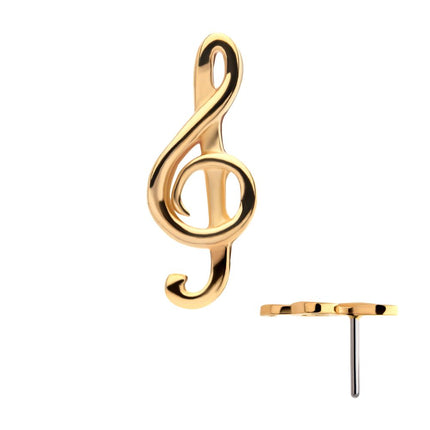 Invictus 14Kt Yellow Gold Threadless with G Clef Musical Symbol Top