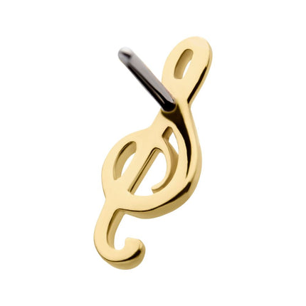 Invictus 14Kt Yellow Gold Threadless with G Clef Musical Symbol Top