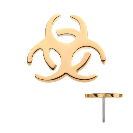 Invictus 14Kt Yellow Gold Threadless with Biohazard Symbol Top