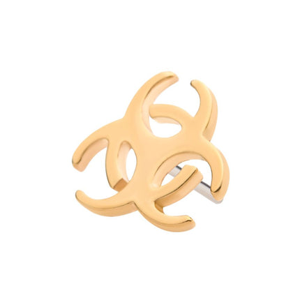 Invictus 14Kt Yellow Gold Threadless with Biohazard Symbol Top