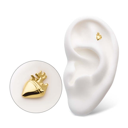 Invictus 14Kt Yellow Gold Threadless with Human Heart Top