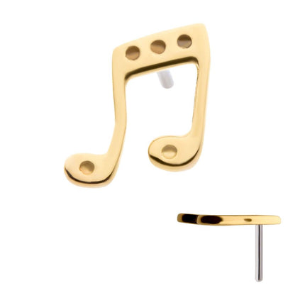 Invictus 14Kt Yellow Gold Threadless with Music Two Eighth Notes Connected with a Beam Top