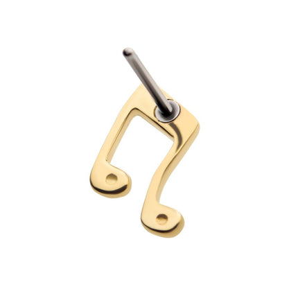 Invictus 14Kt Yellow Gold Threadless with Music Two Eighth Notes Connected with a Beam Top
