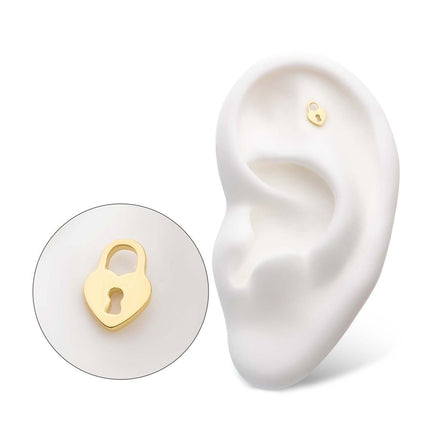 Invictus 14Kt Yellow Gold Threadless with Heart Shaped Lock Top