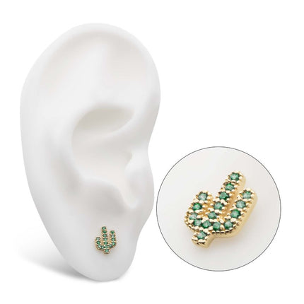 Invictus 14Kt Yellow Gold Threadless CZ Cactus Top