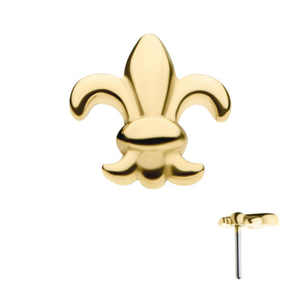 Invictus 14Kt Gold Threadless with Fleur de Lis Top