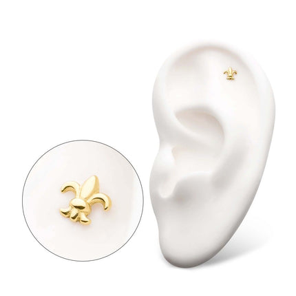 Invictus 14Kt Gold Threadless with Fleur de Lis Top