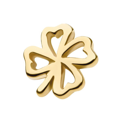 Invictus 14kt Yellow Gold Threadless with 4-Leaf Cut Out Clover Top