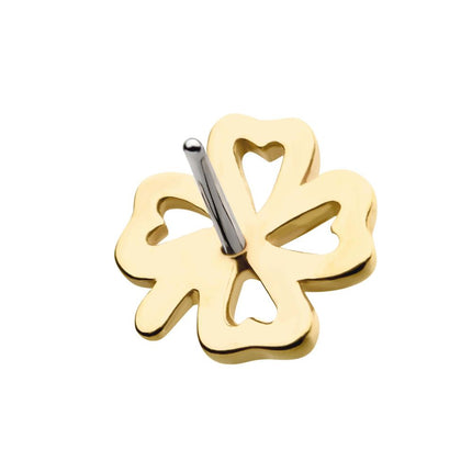 Invictus 14kt Yellow Gold Threadless with 4-Leaf Cut Out Clover Top