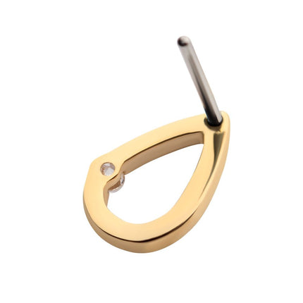 Invictus 14Kt Yellow Gold Threadless Bezel Set Round Gem Cut Out Teardrop Top