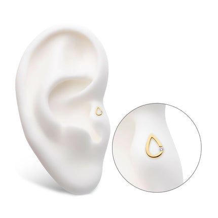 Invictus 14Kt Yellow Gold Threadless Bezel Set Round Gem Cut Out Teardrop Top